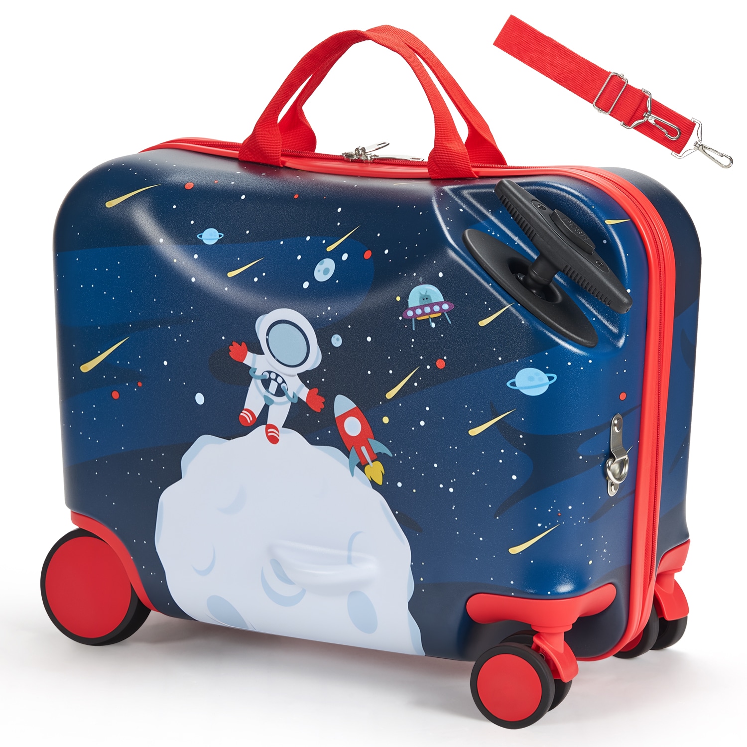 Kids Ride-on Scooter Suitcase Lightweight Rolling Luggage For Travel_voghion.com